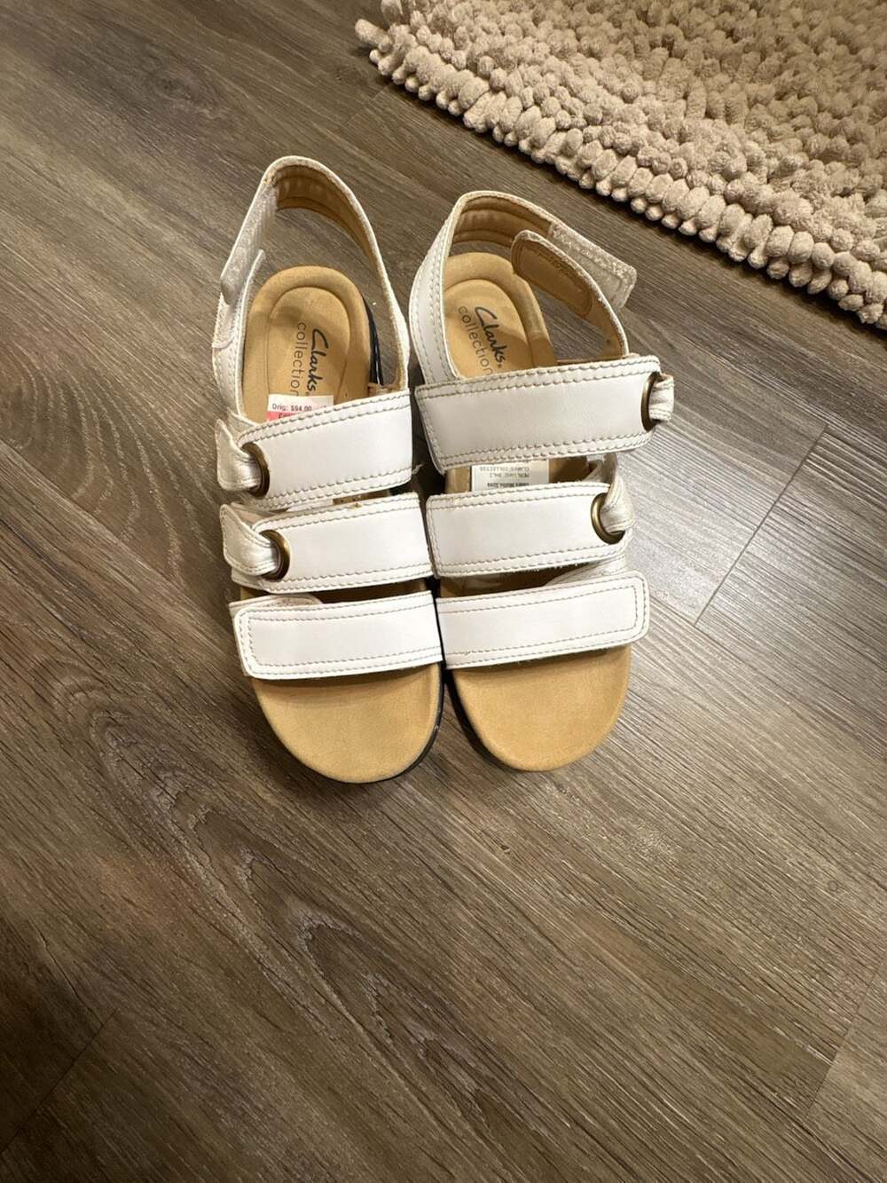 Clarks Women's Merliah 2 Bali White Leather Wedge Sandals Size US 7